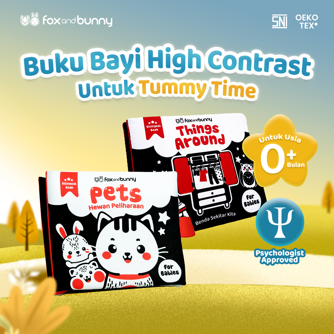 Foxandbunny - Bundling Contrast Baby Book Things Around + Pets | Soft Book Buku Kain Bayi 0+ Bulan Edukasi