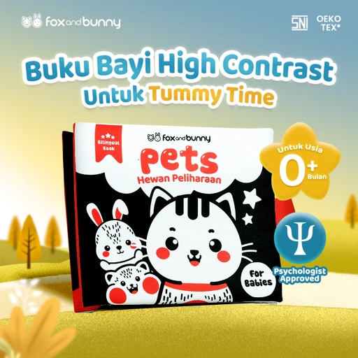 Image of Foxandbunny - Contrast Baby Book Pets Series | Buku Bayi Edukasi Hewan Peliharaan