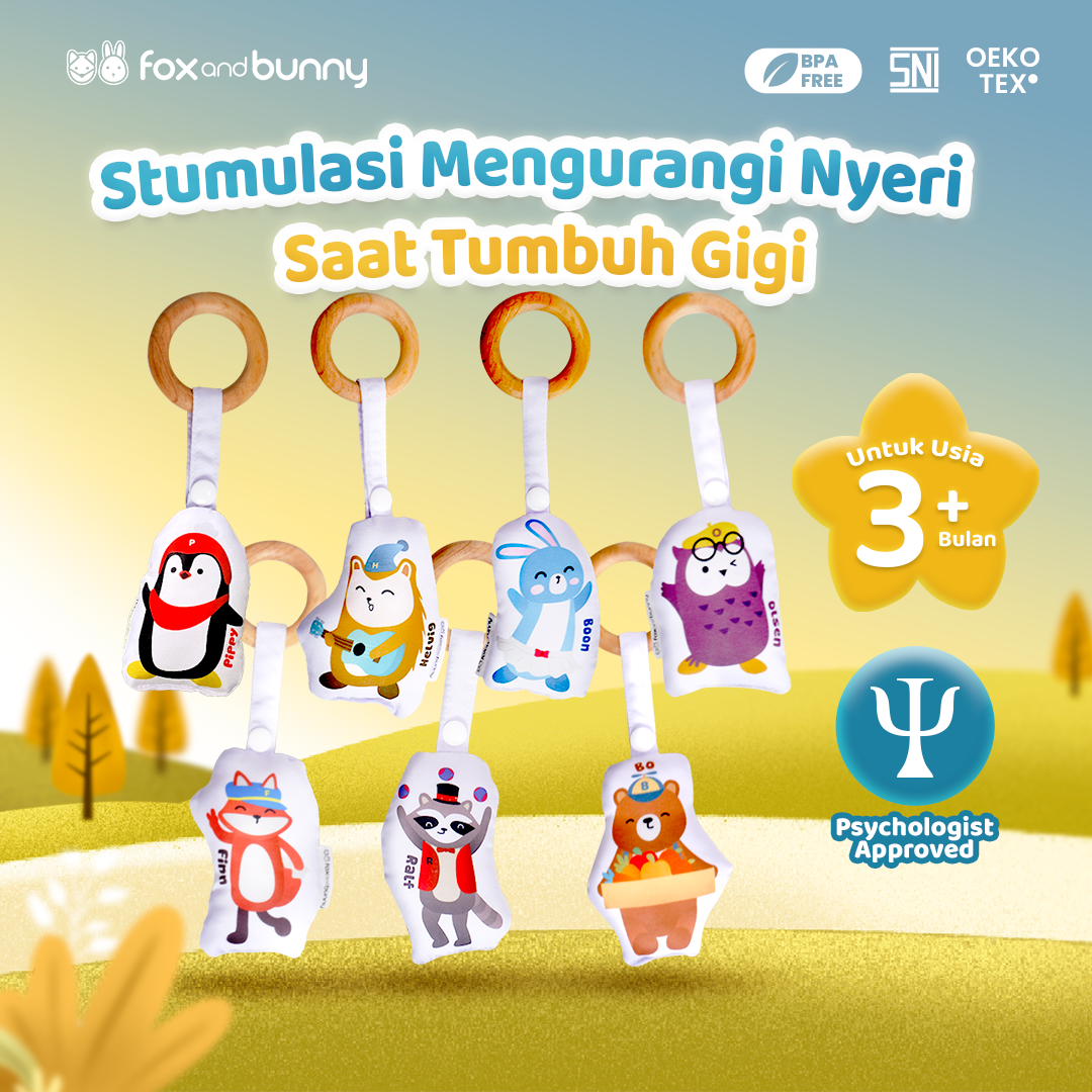 Foxandbunny - Fluffy Teether & Wooden Teether | Teether Bayi BPA Free | Teether Bayi Gigitan Bayi