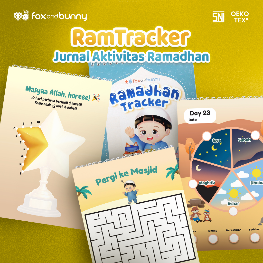Fox and Bunny - Ramadhan Tracker Anak Jurnal Aktivitas Puasa & Ibadah Anak Edukatif Wipe Clean Reusable