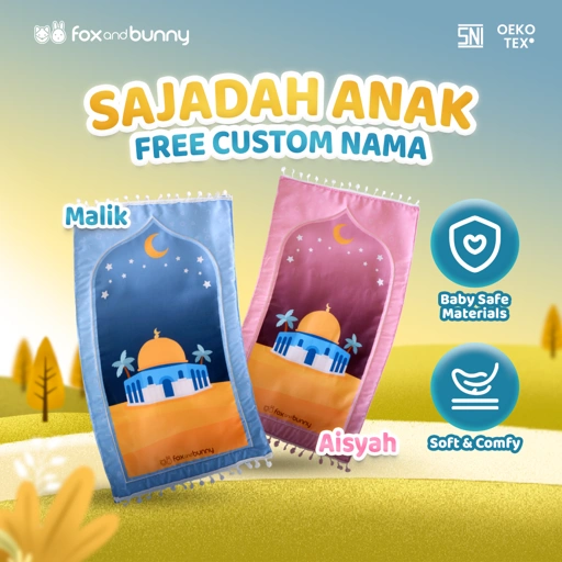 Image of Foxandbunny - Sajadah Anak Empuk dan Lembut Kado Islami Spesial Sajadah Anak Free Custom nama Premium