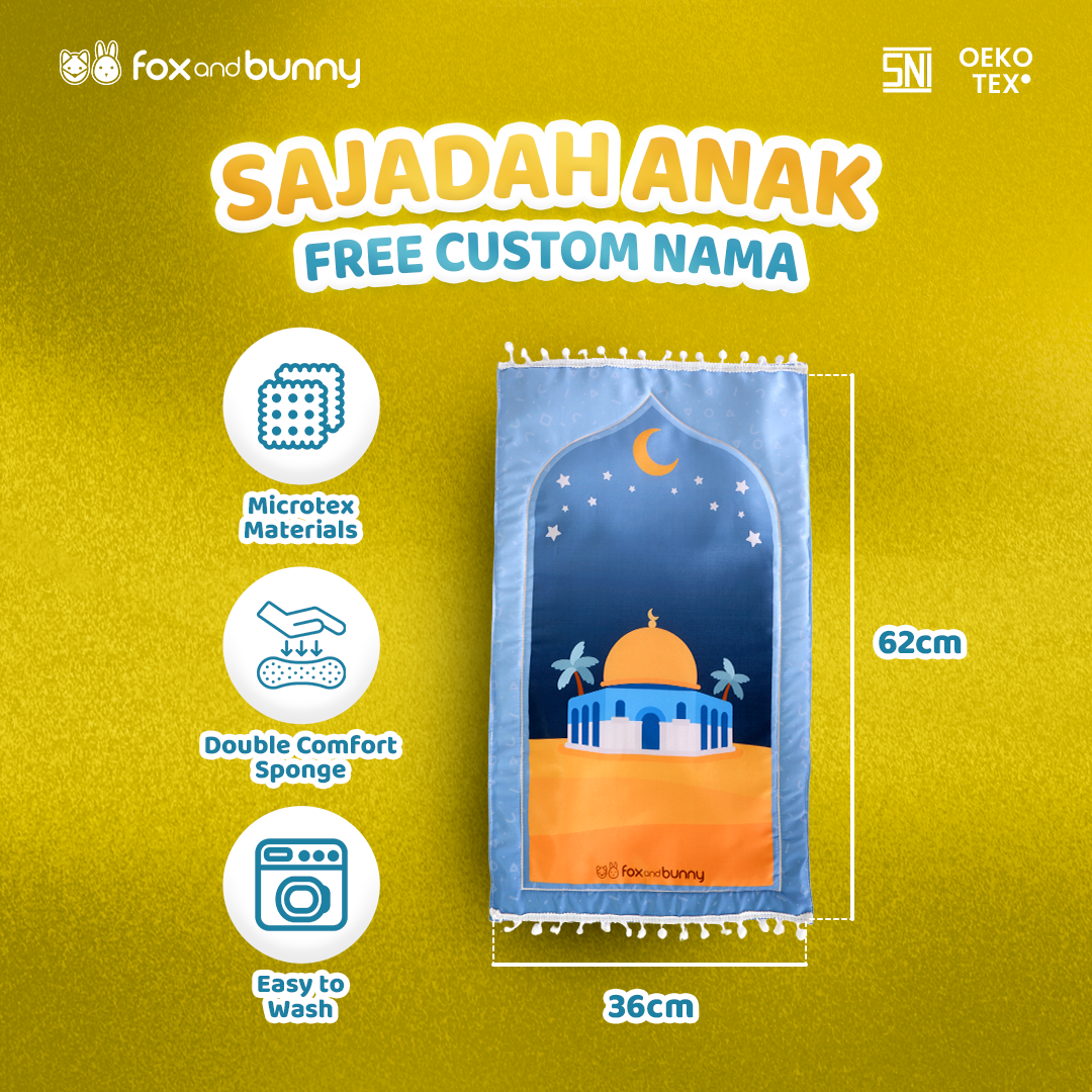 Foxandbunny - Sajadah Anak Empuk dan Lembut Kado Islami Spesial Sajadah Anak Free Custom nama Premium