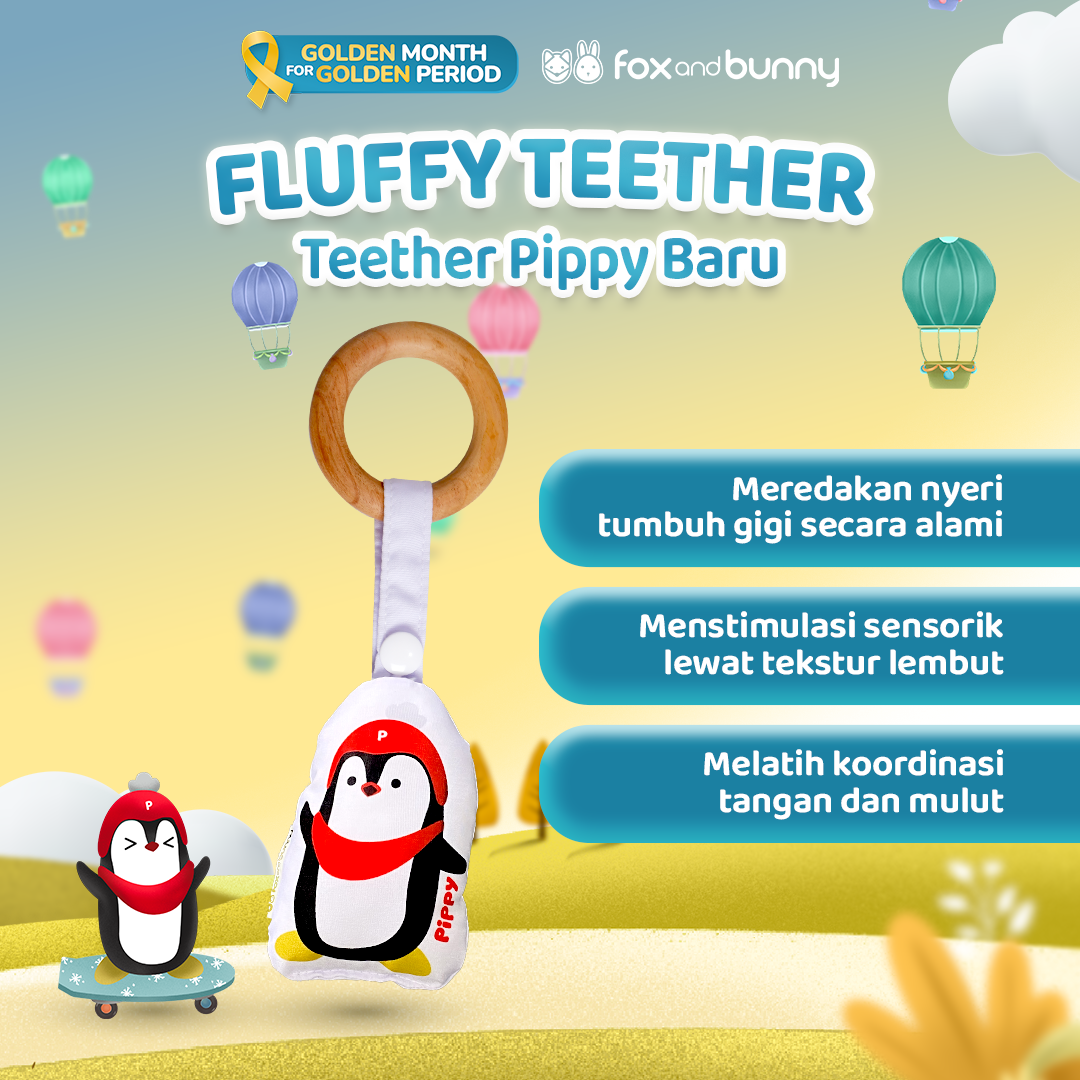 Foxandbunny - Fluffy Teether & Wooden Teether | Teether Bayi BPA Free | Teether Bayi Gigitan Bayi