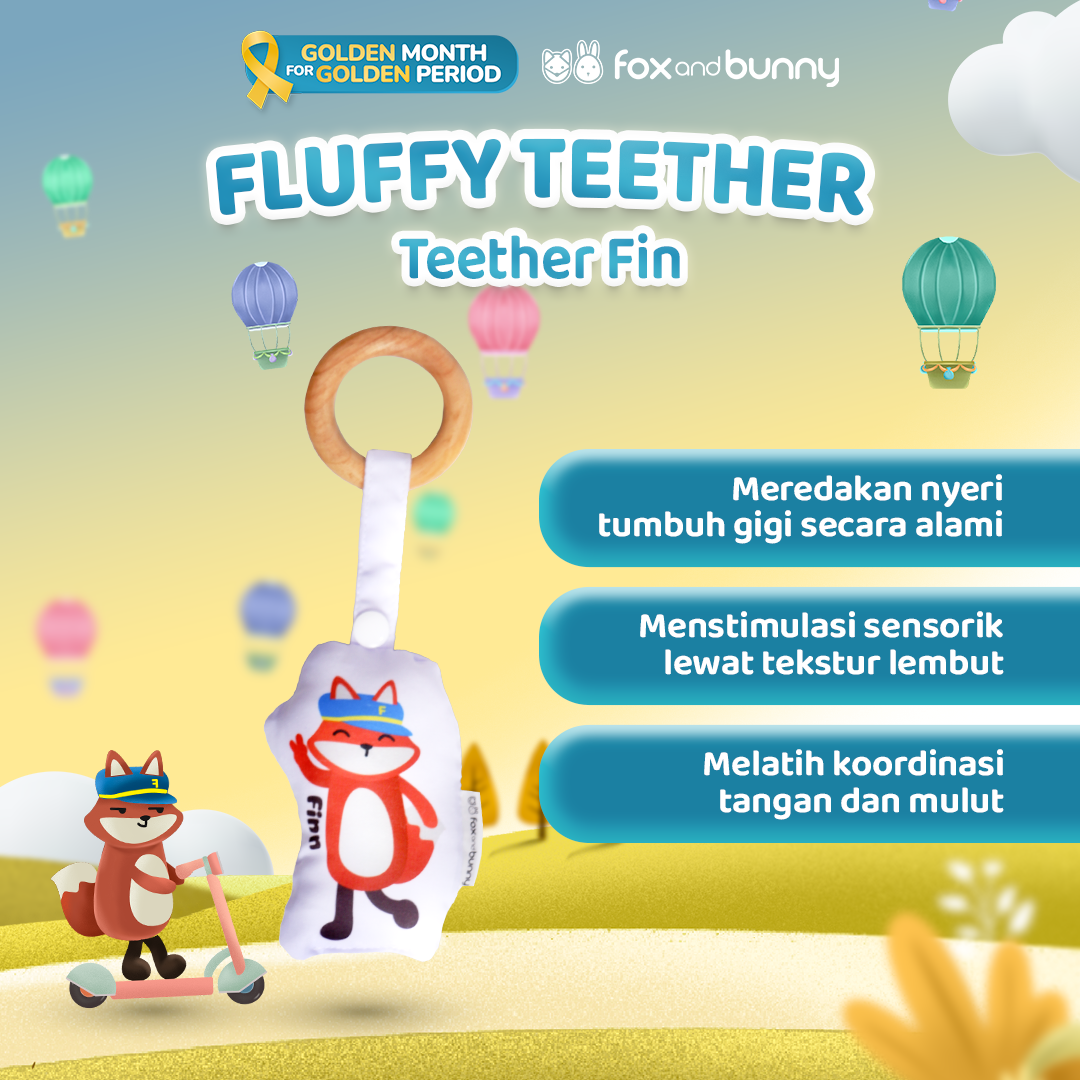 Foxandbunny - Fluffy Teether & Wooden Teether | Teether Bayi BPA Free | Teether Bayi Gigitan Bayi
