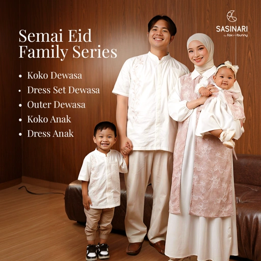 Image of Foxandbunny x Sasinari - Baju Muslim Keluarga Semai Eid Family Series Koleksi Lebaran Premium