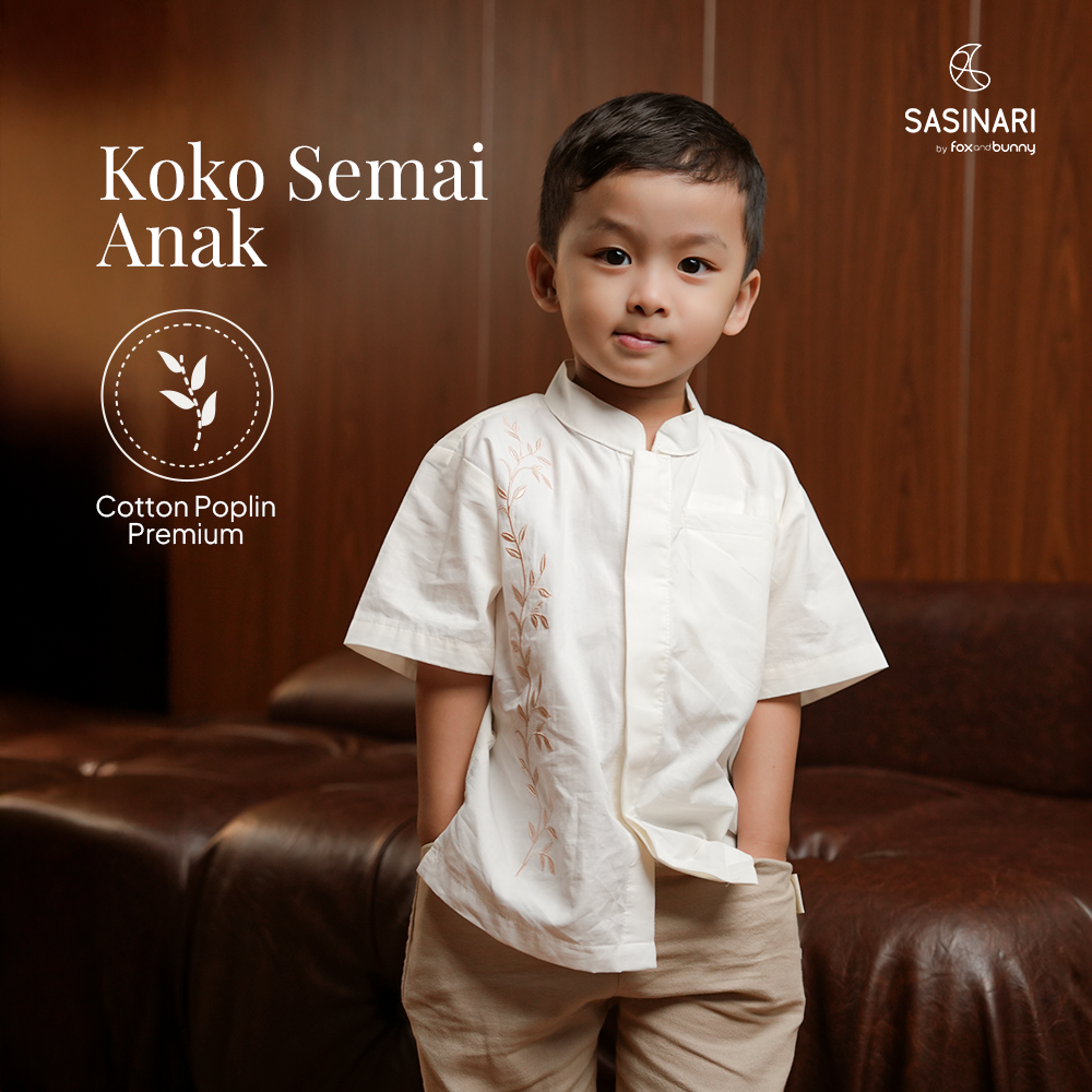 Foxandbunny x Sasinari - Baju Muslim Koko Anak Semai Lengan Pendek Cotton Premium
