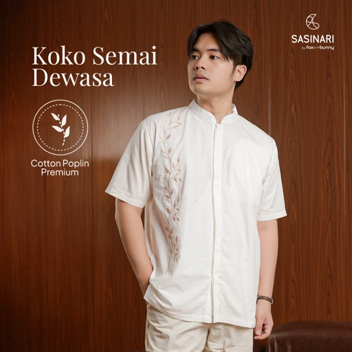 Image of Foxandbunny x Sasinari - Baju Muslim Koko Pria Semai Dewasa Lengan Pendek Cotton Premium