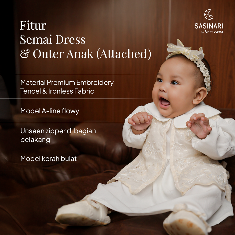 Foxandbunny x Sasinari - Baju Muslim Anak Semai Dress & Outer Anak Poka Tencel Premium