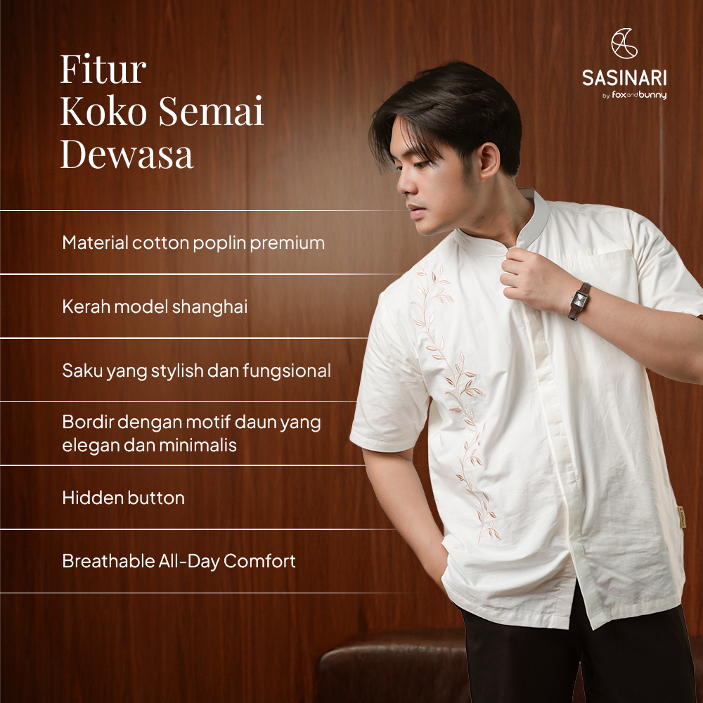 Foxandbunny x Sasinari - Baju Muslim Koko Pria Semai Dewasa Lengan Pendek Cotton Premium