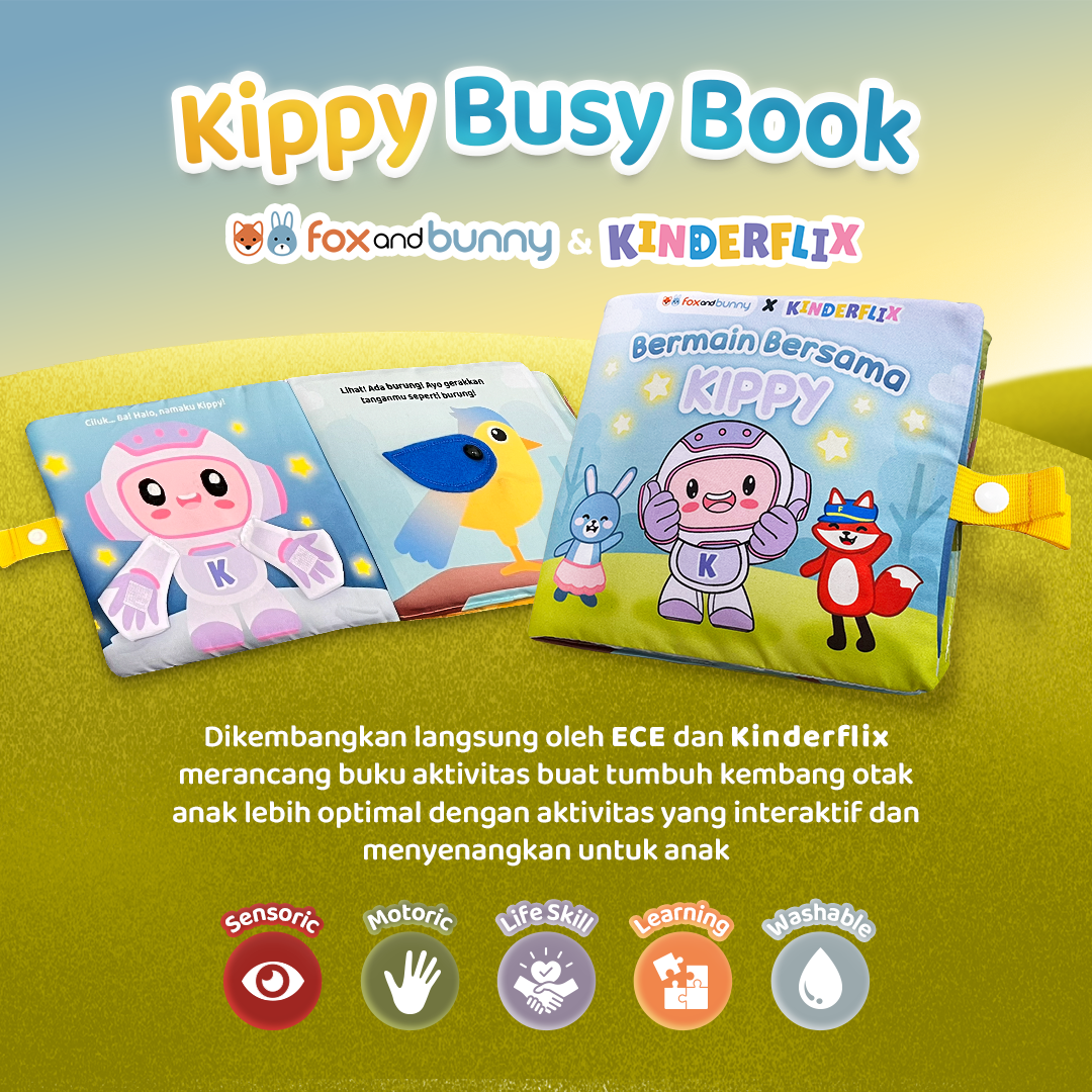 Foxandbunny x Kinderflix Mainan Edukasi Anak Busy Book Kippy 1-3 Tahun Activity Book Bebas Gadget Mainan Montessori