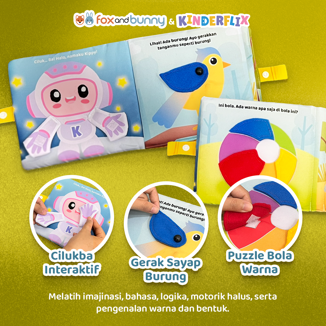 Foxandbunny x Kinderflix Mainan Edukasi Anak Busy Book Kippy 1-3 Tahun Activity Book Bebas Gadget Mainan Montessori