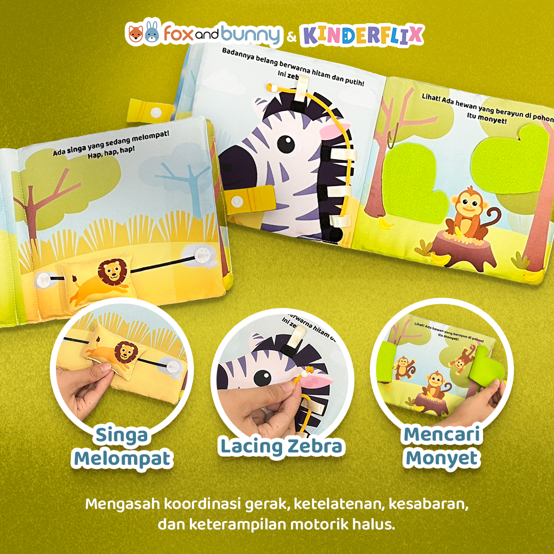 Foxandbunny x Kinderflix Mainan Edukasi Anak Busy Book Kippy 1-3 Tahun Activity Book Bebas Gadget Mainan Montessori