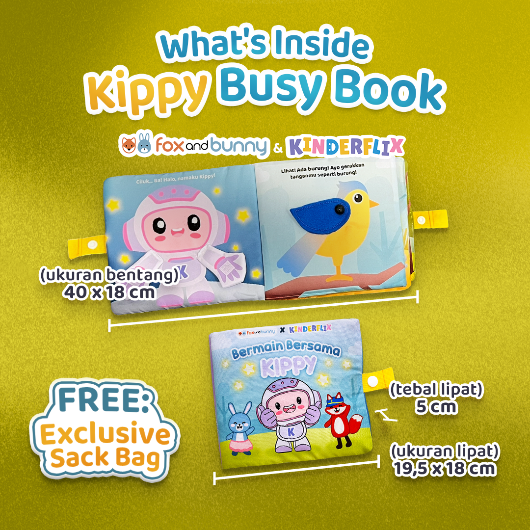 Foxandbunny x Kinderflix Mainan Edukasi Anak Busy Book Kippy 1-3 Tahun Activity Book Bebas Gadget Mainan Montessori