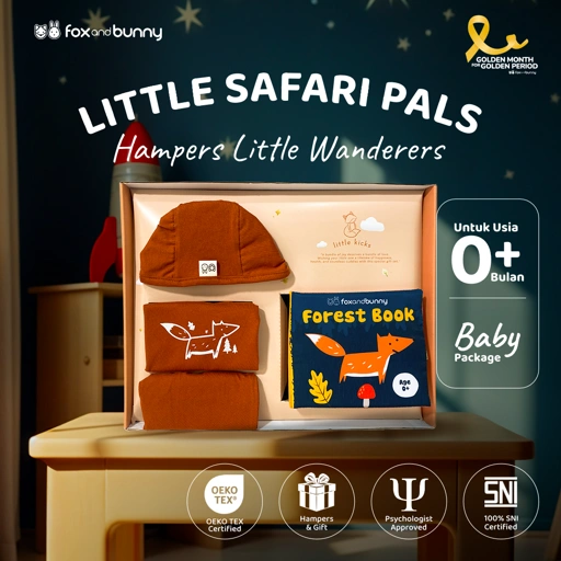 Image of Foxandbunny - Hampers Little Wanderers Little Safari Pals Series Usia 0+ Bulan | Kado Lahiran Baby Book Soft Book Outfit Set Baju Bayi | Hadiah Bayi Newborn