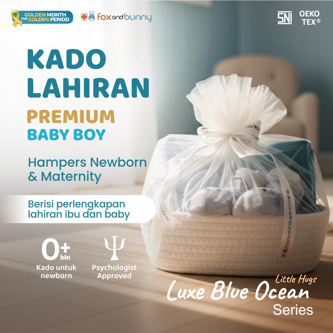Foxandbunny - Kado Lahiran Premium Baby Boy Hampers New Born dan Maternity Series Little Hug Luxe Blue Ocean