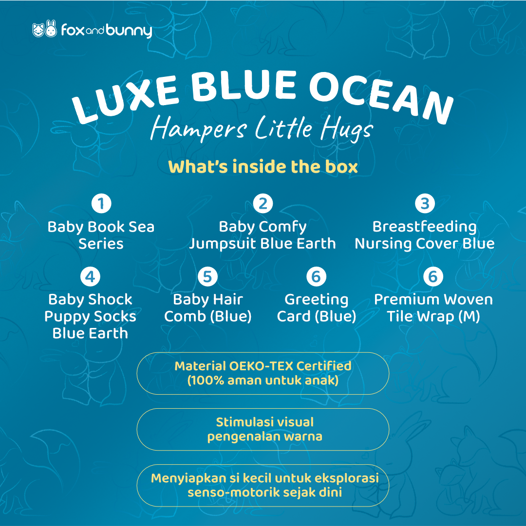 Foxandbunny - Kado Lahiran Premium Baby Boy Hampers New Born dan Maternity Series Little Hug Luxe Blue Ocean