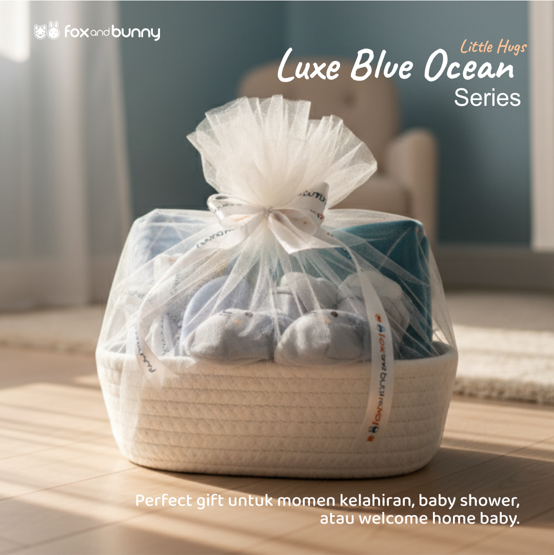 Foxandbunny - Kado Lahiran Premium Baby Boy Hampers New Born dan Maternity Series Little Hug Luxe Blue Ocean
