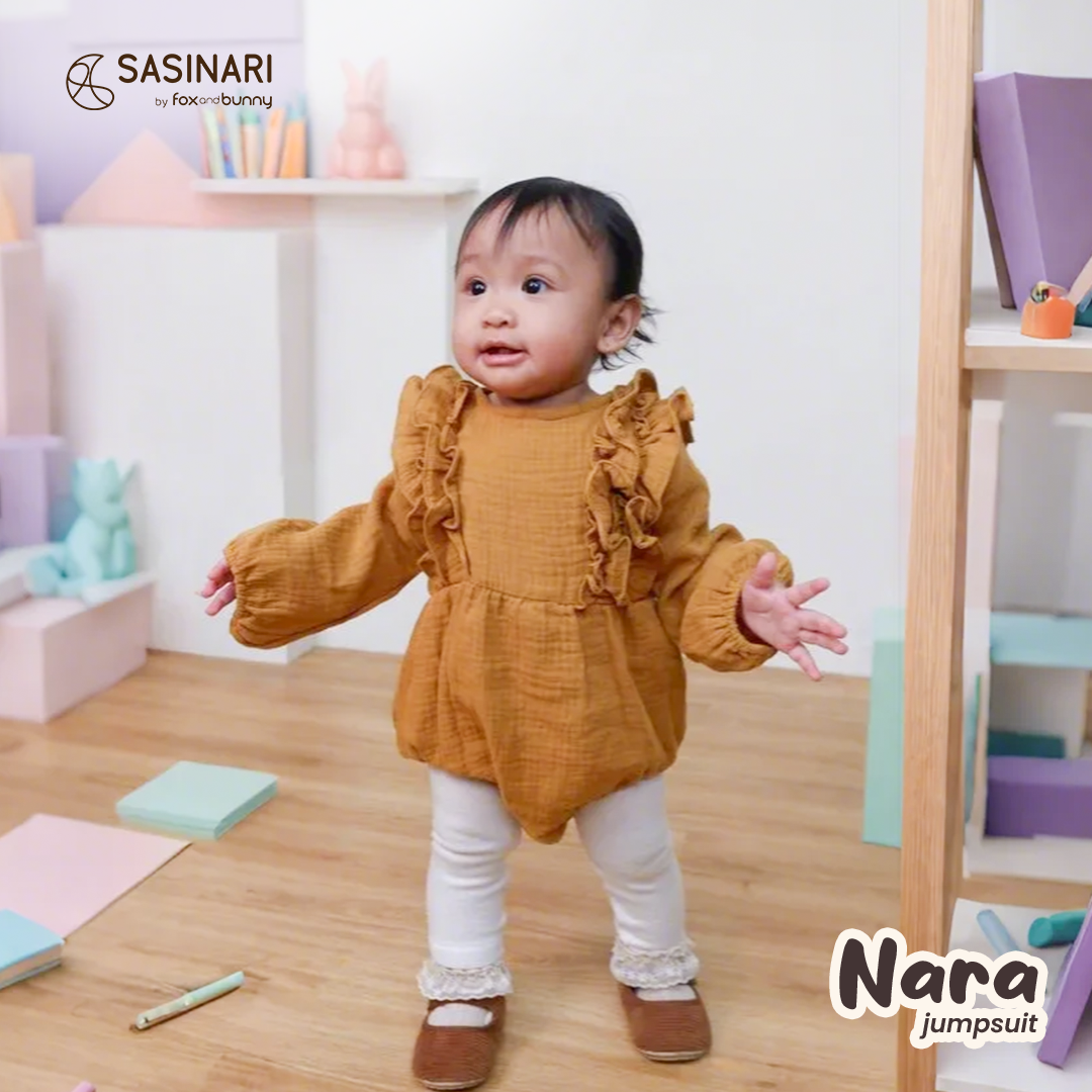 Foxandbunny x Sasinari - NARA JUMPSUIT SASINARI | Jumpsuit Bayi | Jumpsuit Anak Perempuan | Jumpsuit Lengan Panjang