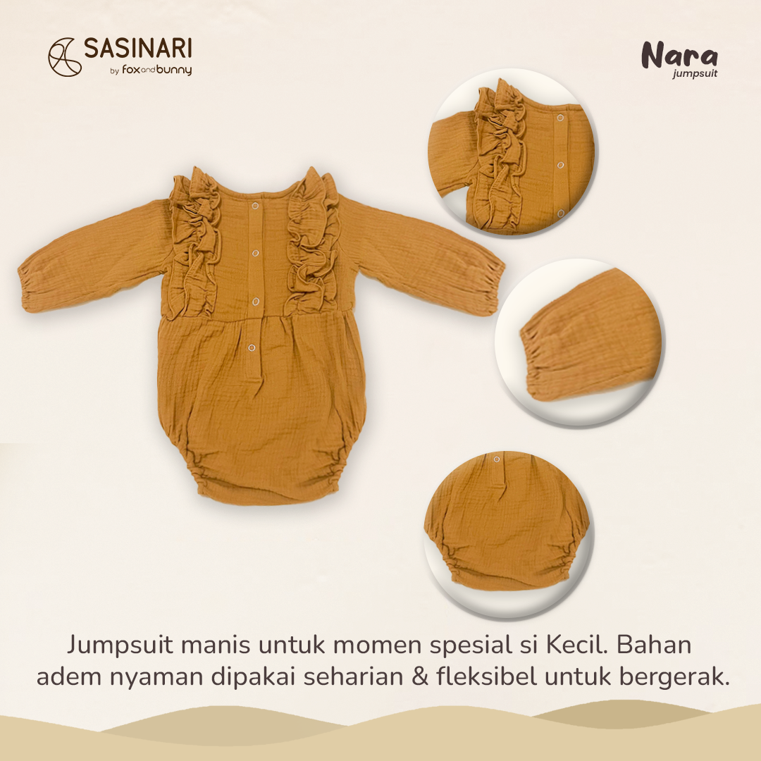 Foxandbunny x Sasinari - NARA JUMPSUIT SASINARI | Jumpsuit Bayi | Jumpsuit Anak Perempuan | Jumpsuit Lengan Panjang