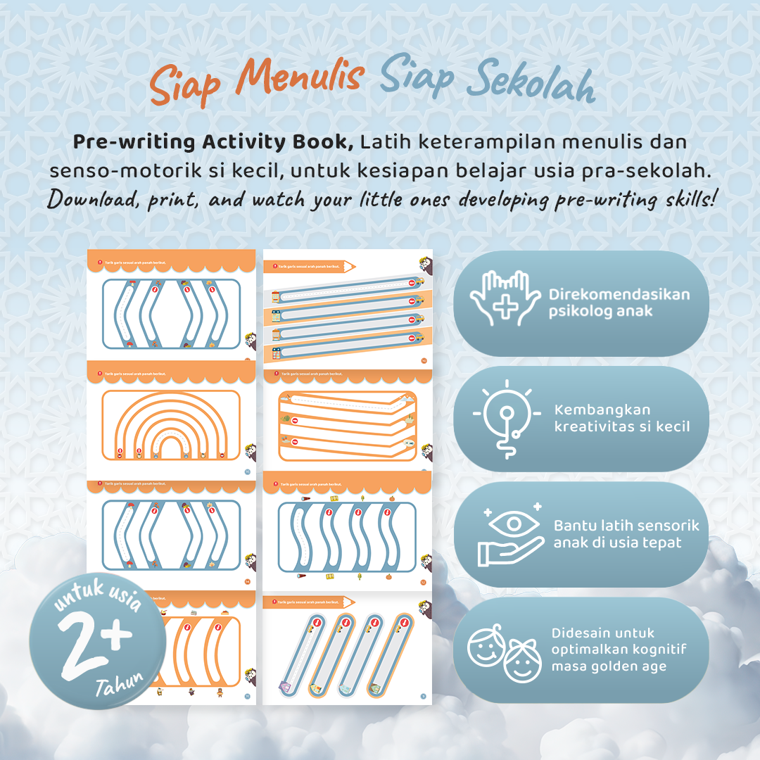 Foxandbunny - Pre-Writing Activity Book Vol. 1 | E-Book Edukasi Bayi Anak Usia 2+ Tahun | Buku Aktivitas Pra-tulis Untuk Si Kecil