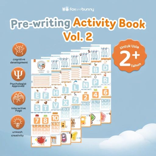 Image of Foxandbunny - Pre-Writing Activity Book Vol. 2 | E-Book Edukasi Bayi Anak Usia 2+ Tahun | Buku Aktivitas Pra-tulis Untuk Si Kecil