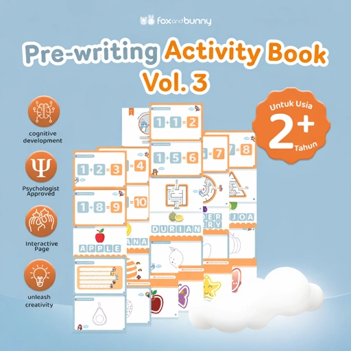Image of Foxandbunny - Pre-Writing Activity Book Vol. 3 | E-Book Edukasi Bayi Anak Usia 2+ Tahun | Buku Aktivitas Pra-tulis Untuk Si Kecil
