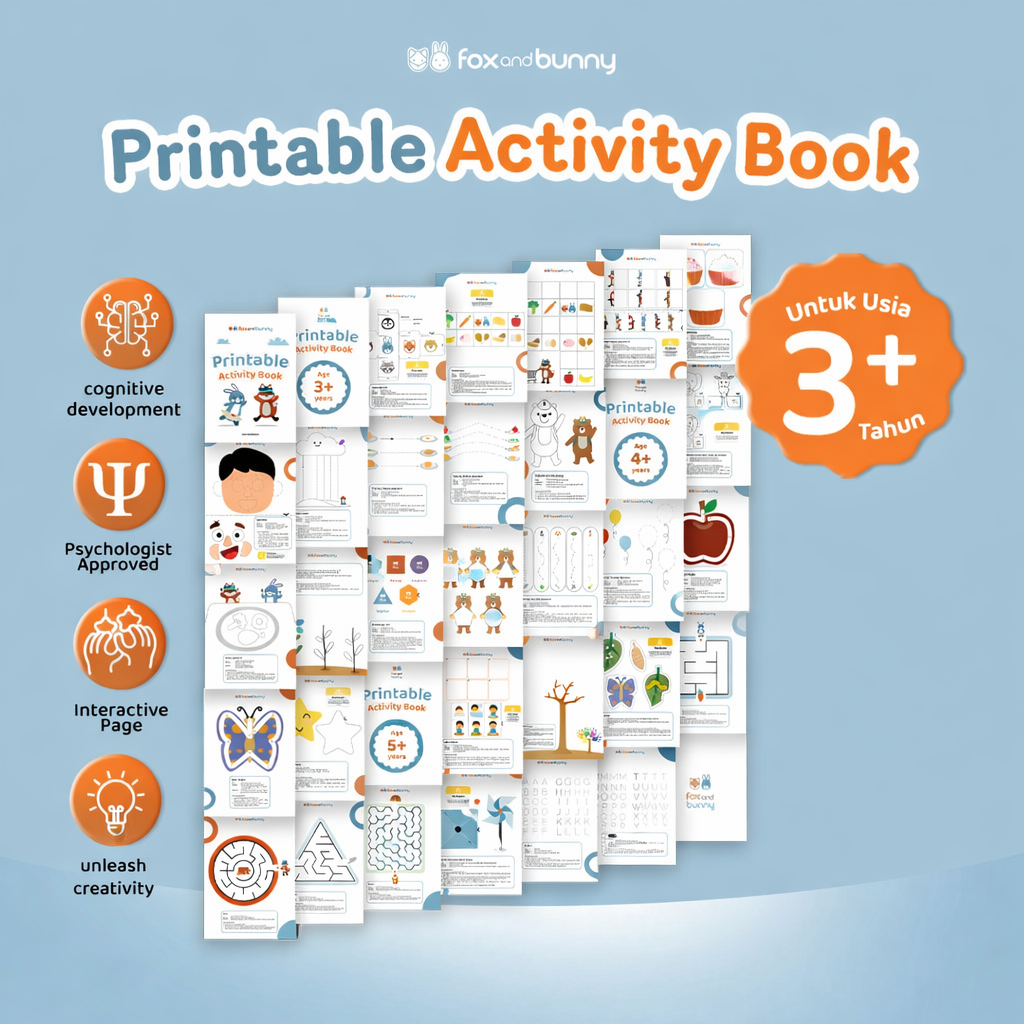 Foxandbunny - Printable Activity Book | E-Book Edukasi Bayi Anak Usia 3+ Tahun