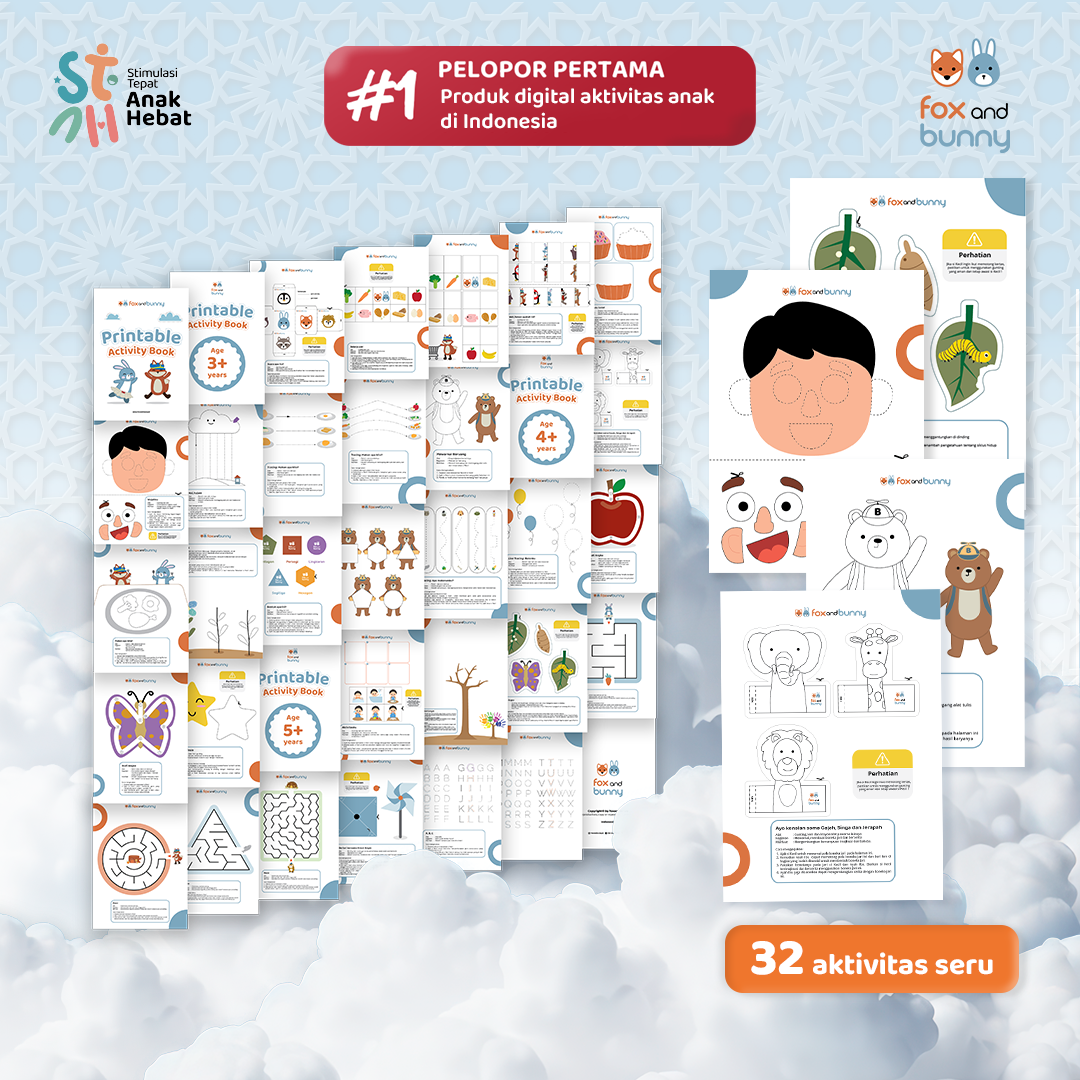 Foxandbunny - Printable Activity Book | E-Book Edukasi Bayi Anak Usia 3+ Tahun