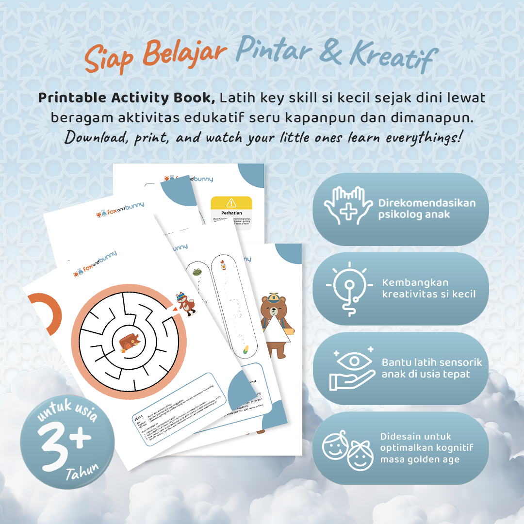 Foxandbunny - Printable Activity Book | E-Book Edukasi Bayi Anak Usia 3+ Tahun