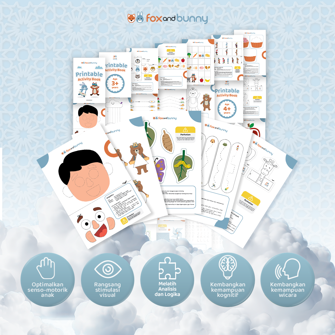 Foxandbunny - Printable Activity Book | E-Book Edukasi Bayi Anak Usia 3+ Tahun