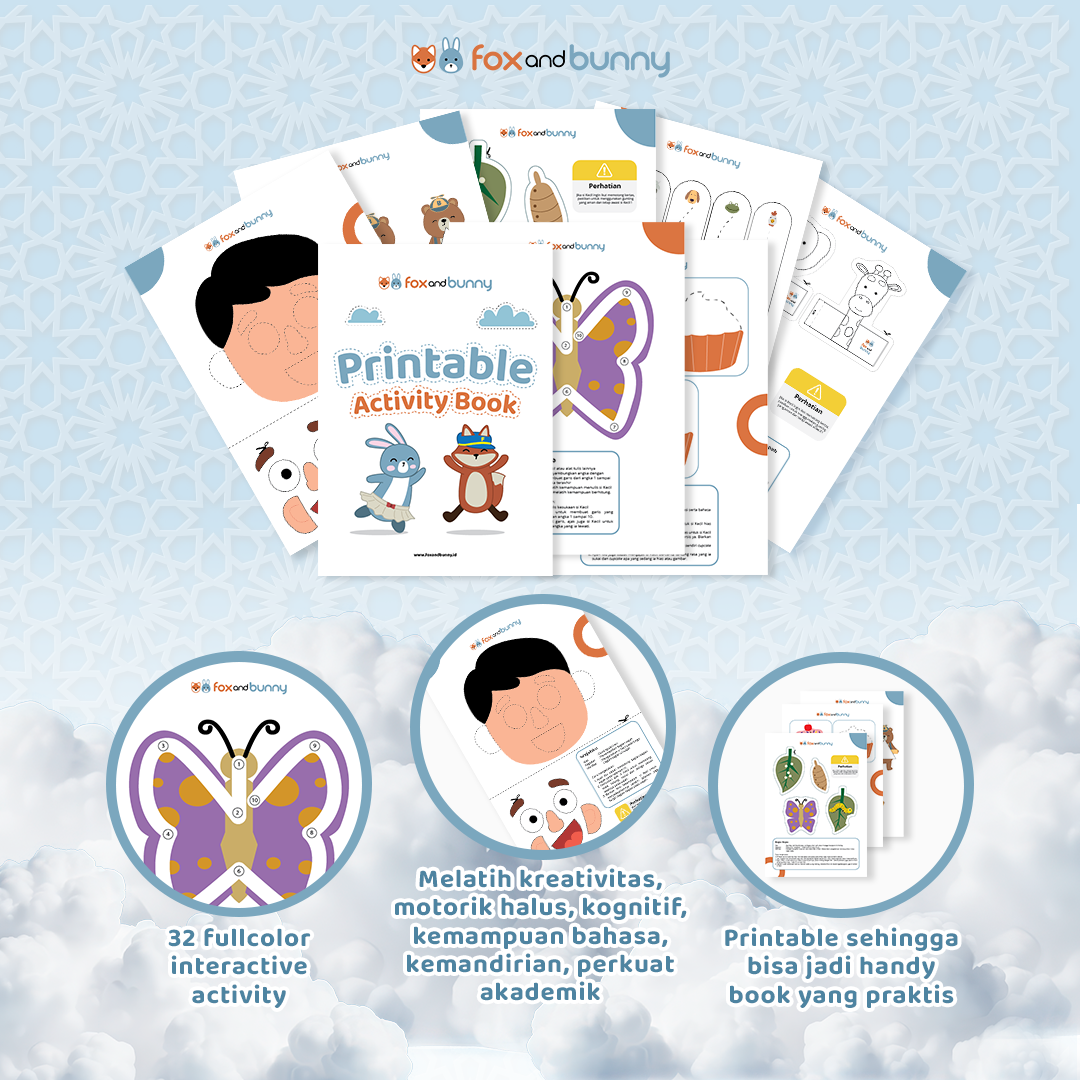Foxandbunny - Printable Activity Book | E-Book Edukasi Bayi Anak Usia 3+ Tahun