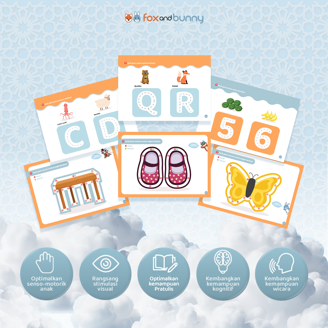 Foxandbunny - Pre-Writing Activity Book Vol. 2 | E-Book Edukasi Bayi Anak Usia 2+ Tahun | Buku Aktivitas Pra-tulis Untuk Si Kecil