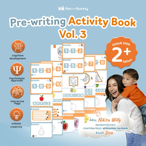 Image of Foxandbunny - Pre-Writing Activity Book Vol. 3 | E-Book Edukasi Bayi Anak Usia 2+ Tahun | Buku Aktivitas Pra-tulis Untuk Si Kecil