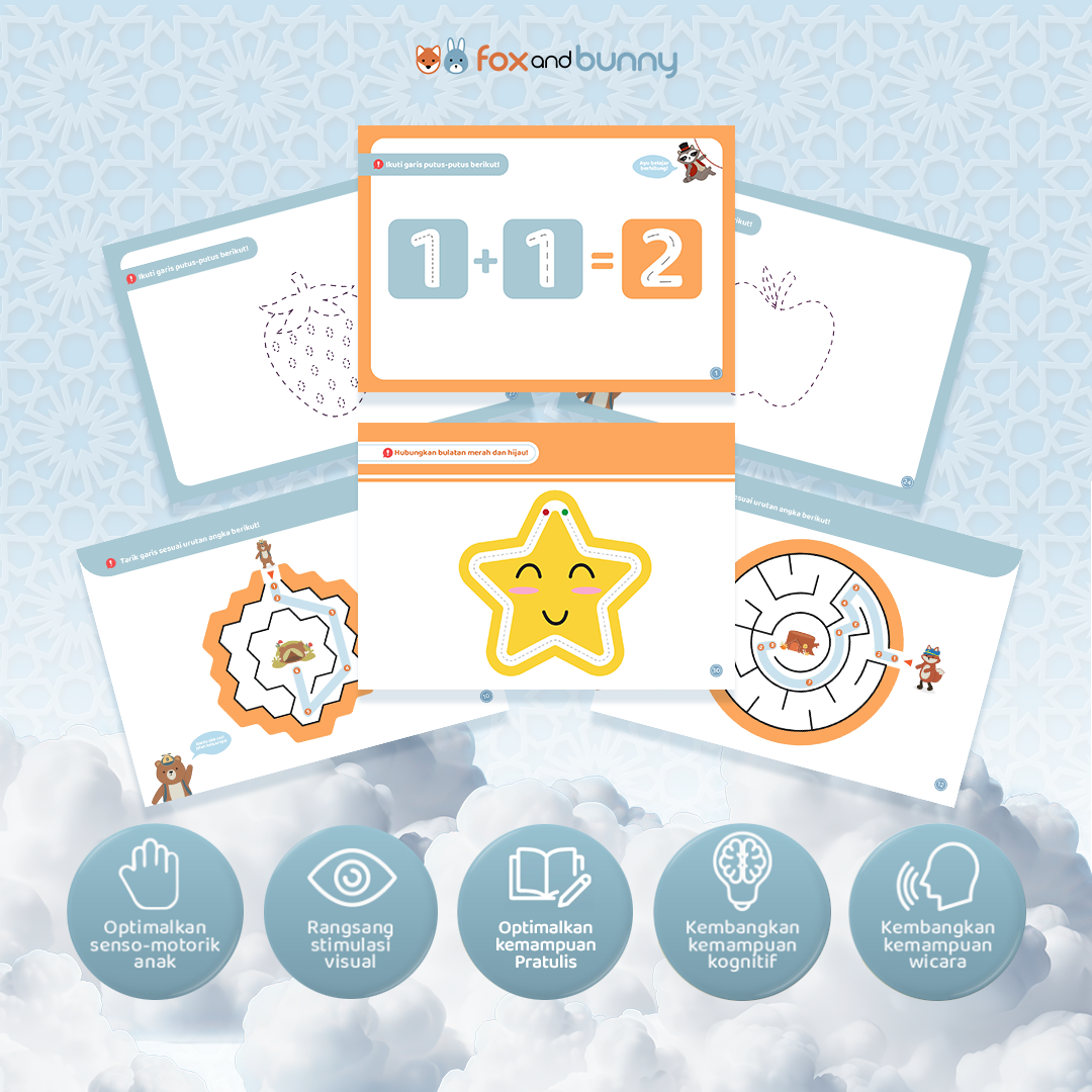 Foxandbunny - Pre-Writing Activity Book Vol. 3 | E-Book Edukasi Bayi Anak Usia 2+ Tahun | Buku Aktivitas Pra-tulis Untuk Si Kecil