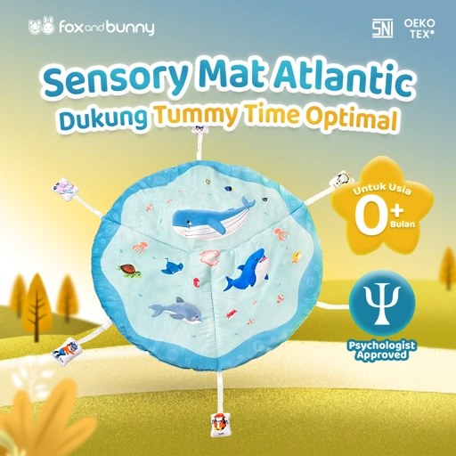 Image of Foxandbunny - Baby Sensory Mat Dreamy Ocean Series Tema Atlantic Usia 0+ Bulan | Matras Sensori Bayi Bulan Edukasi Anak Tummy Time Newborn