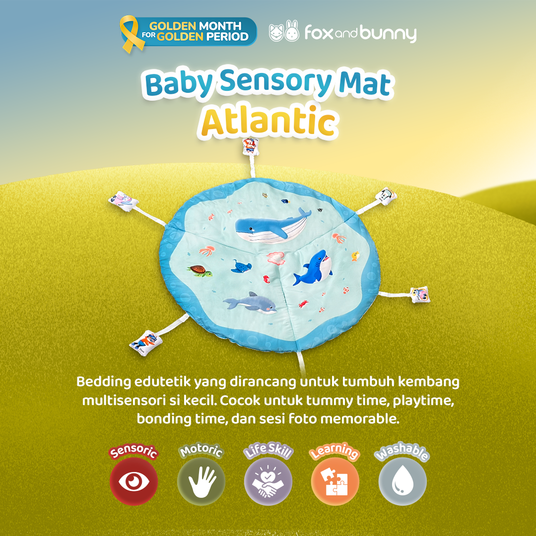 Foxandbunny - Baby Sensory Mat Dreamy Ocean Series Matras Bayi Usia 0+ Bulan | Tema Dreamyland Candyland Atlantic Pasific | Matras Sensori Edukasi Anak Tummy Time Newborn
