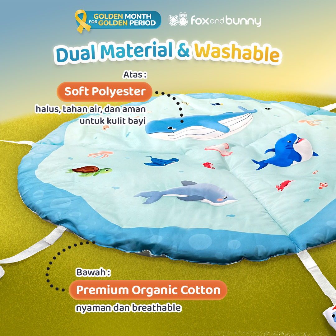 Foxandbunny - Baby Sensory Mat Dreamy Ocean Series Matras Bayi Usia 0+ Bulan | Tema Dreamyland Candyland Atlantic Pasific | Matras Sensori Edukasi Anak Tummy Time Newborn