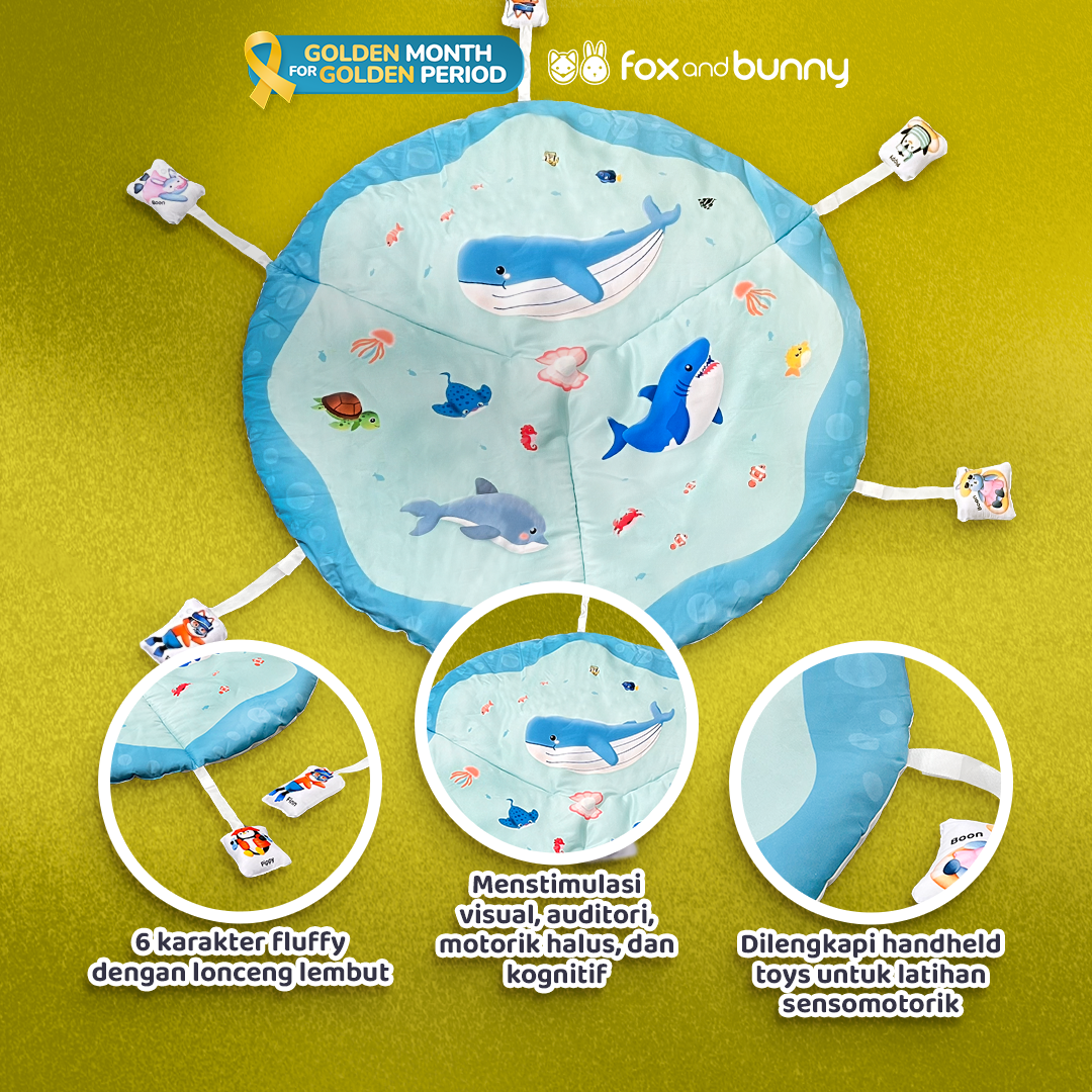 Foxandbunny - Baby Sensory Mat Dreamy Ocean Series Tema Atlantic Usia 0+ Bulan | Matras Sensori Bayi Bulan Edukasi Anak Tummy Time Newborn
