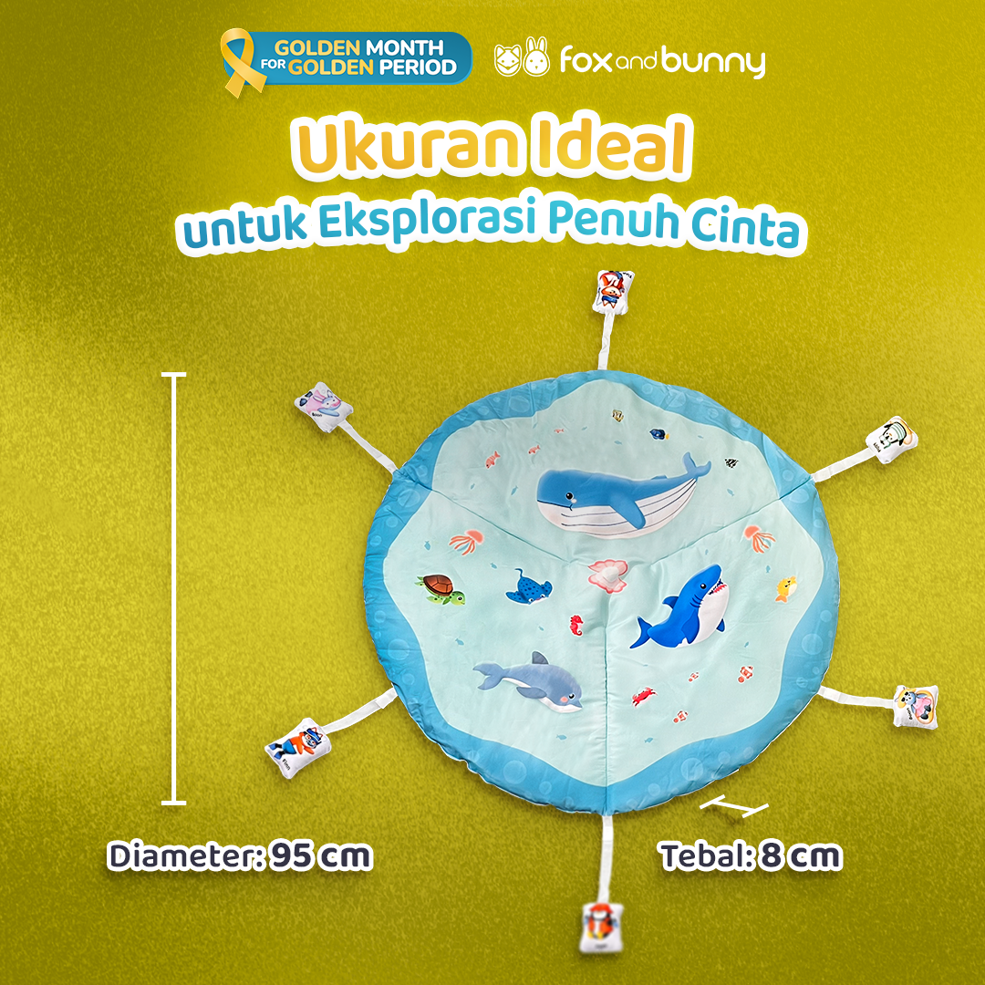 Foxandbunny - Baby Sensory Mat Dreamy Ocean Series Tema Atlantic Usia 0+ Bulan | Matras Sensori Bayi Bulan Edukasi Anak Tummy Time Newborn
