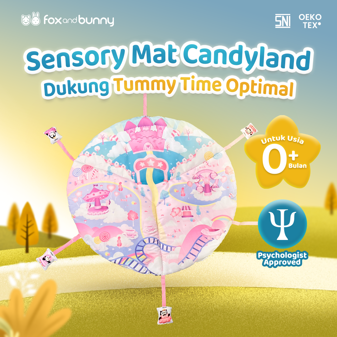 Foxandbunny - Baby Sensory Mat Dreamy Ocean Series Tema Candyland Usia 0+ Bulan | Matras Sensori Bayi Bulan Edukasi Anak Tummy Time Newborn