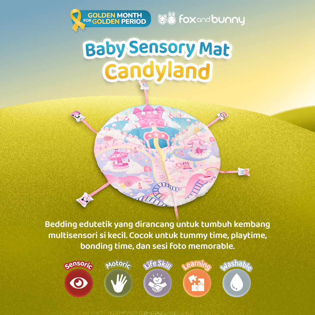 Foxandbunny - Baby Sensory Mat Dreamy Ocean Series Matras Bayi Usia 0+ Bulan | Tema Dreamyland Candyland Atlantic Pasific | Matras Sensori Edukasi Anak Tummy Time Newborn