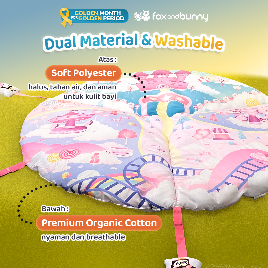 Foxandbunny - Baby Sensory Mat Dreamy Ocean Series Tema Candyland Usia 0+ Bulan | Matras Sensori Bayi Bulan Edukasi Anak Tummy Time Newborn