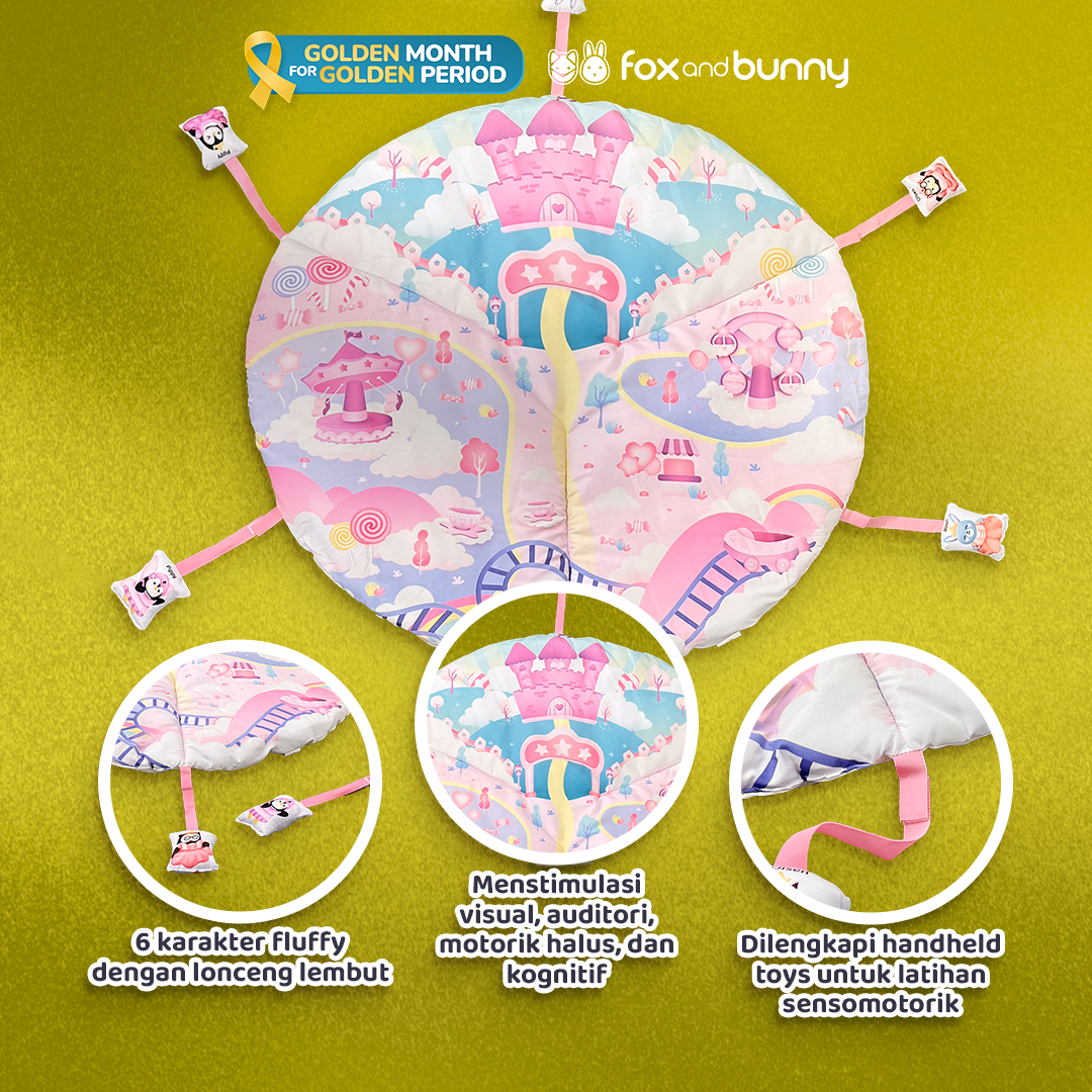 Foxandbunny - Baby Sensory Mat Dreamy Ocean Series Tema Candyland Usia 0+ Bulan | Matras Sensori Bayi Bulan Edukasi Anak Tummy Time Newborn