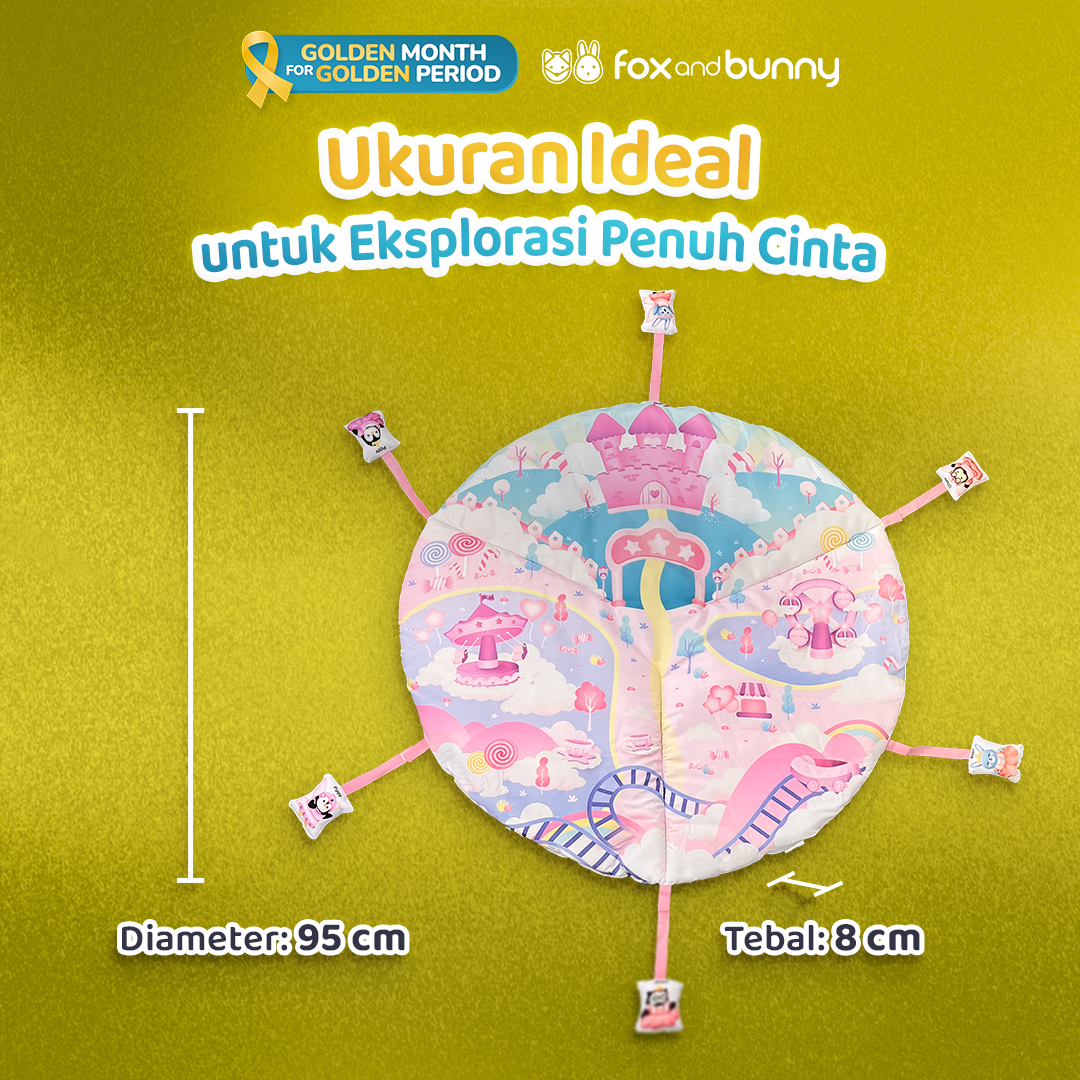 Foxandbunny - Baby Sensory Mat Dreamy Ocean Series Tema Candyland Usia 0+ Bulan | Matras Sensori Bayi Bulan Edukasi Anak Tummy Time Newborn