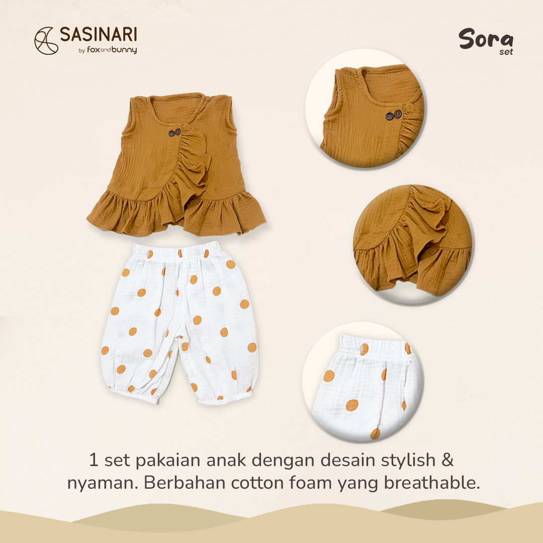 Foxandbunny x Sasinari - Sora Set | Setelan Anak Perempuan | Baju Anak Perempuan | Pakaian Anak Perempuan