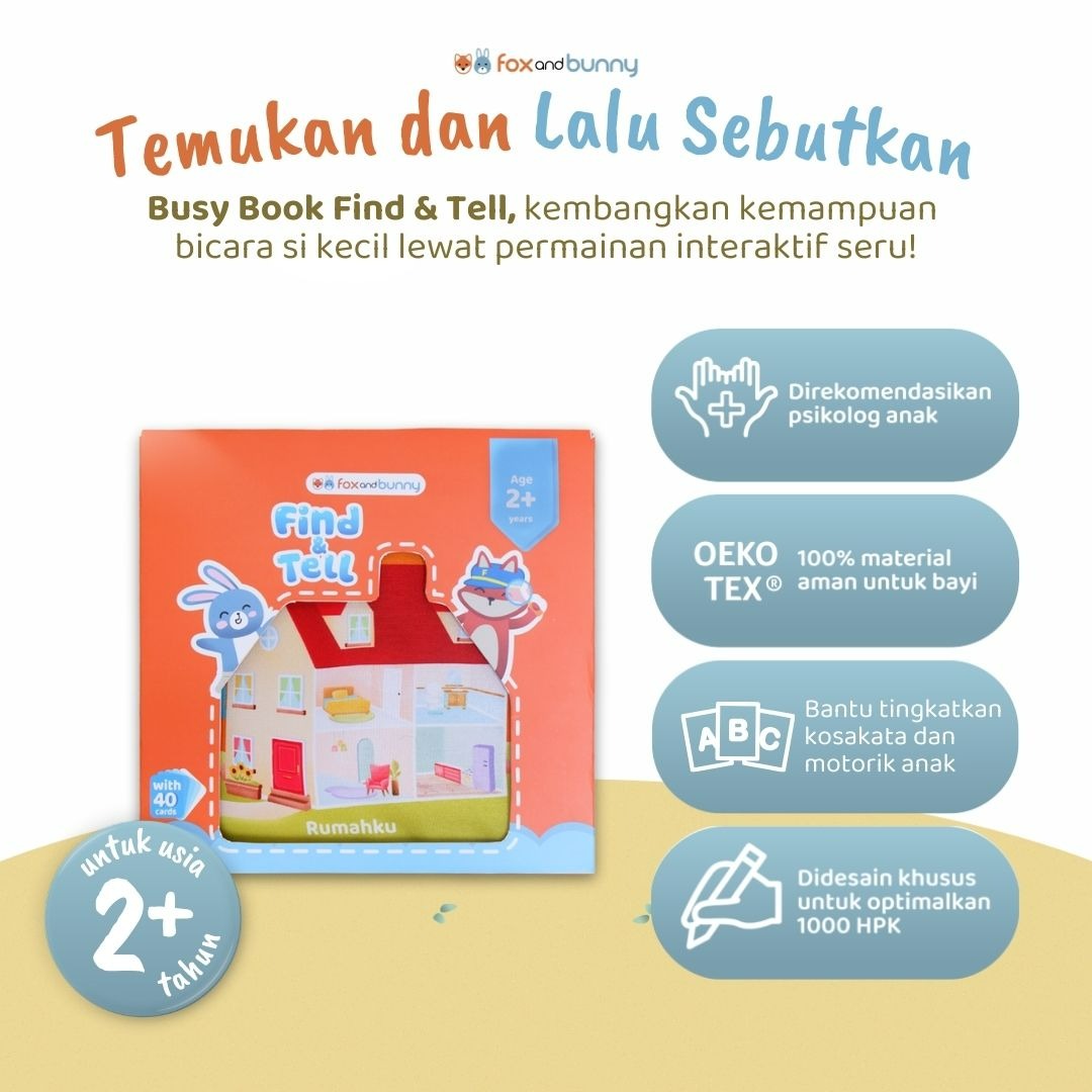 Foxandbunny - Speech Delay Book Paket Terapi Wicara Anak | Soft Book Package Peluit Terapi Wicara Anak Usia 6+ Bulan 2+ Tahun 3+ Tahun