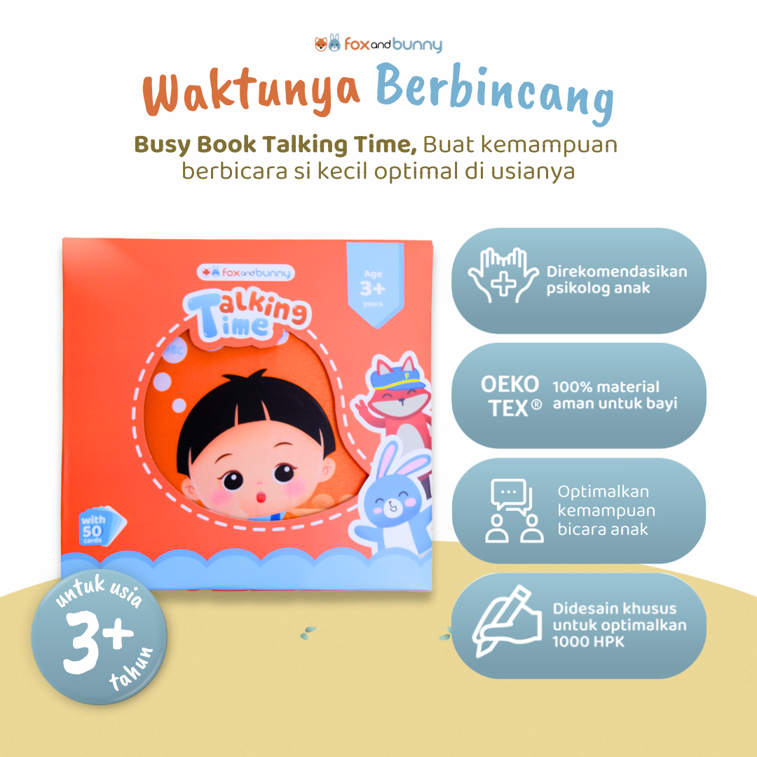 Foxandbunny - Speech Delay Book Paket Terapi Wicara Anak | Soft Book Package Peluit Terapi Wicara Anak Usia 6+ Bulan 2+ Tahun 3+ Tahun