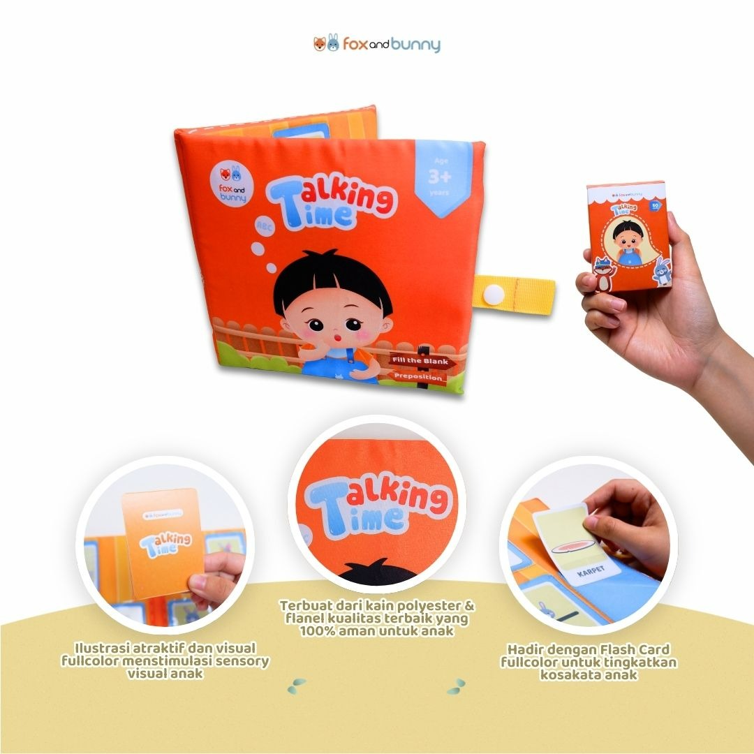 Foxandbunny - Speech Delay Book Paket Terapi Wicara Anak | Soft Book Package Peluit Terapi Wicara Anak Usia 6+ Bulan 2+ Tahun 3+ Tahun