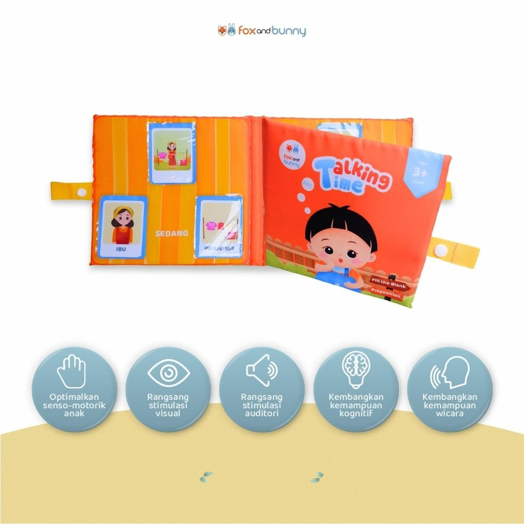 Foxandbunny - Speech Delay Book Paket Terapi Wicara Anak | Soft Book Package Peluit Terapi Wicara Anak Usia 6+ Bulan 2+ Tahun 3+ Tahun