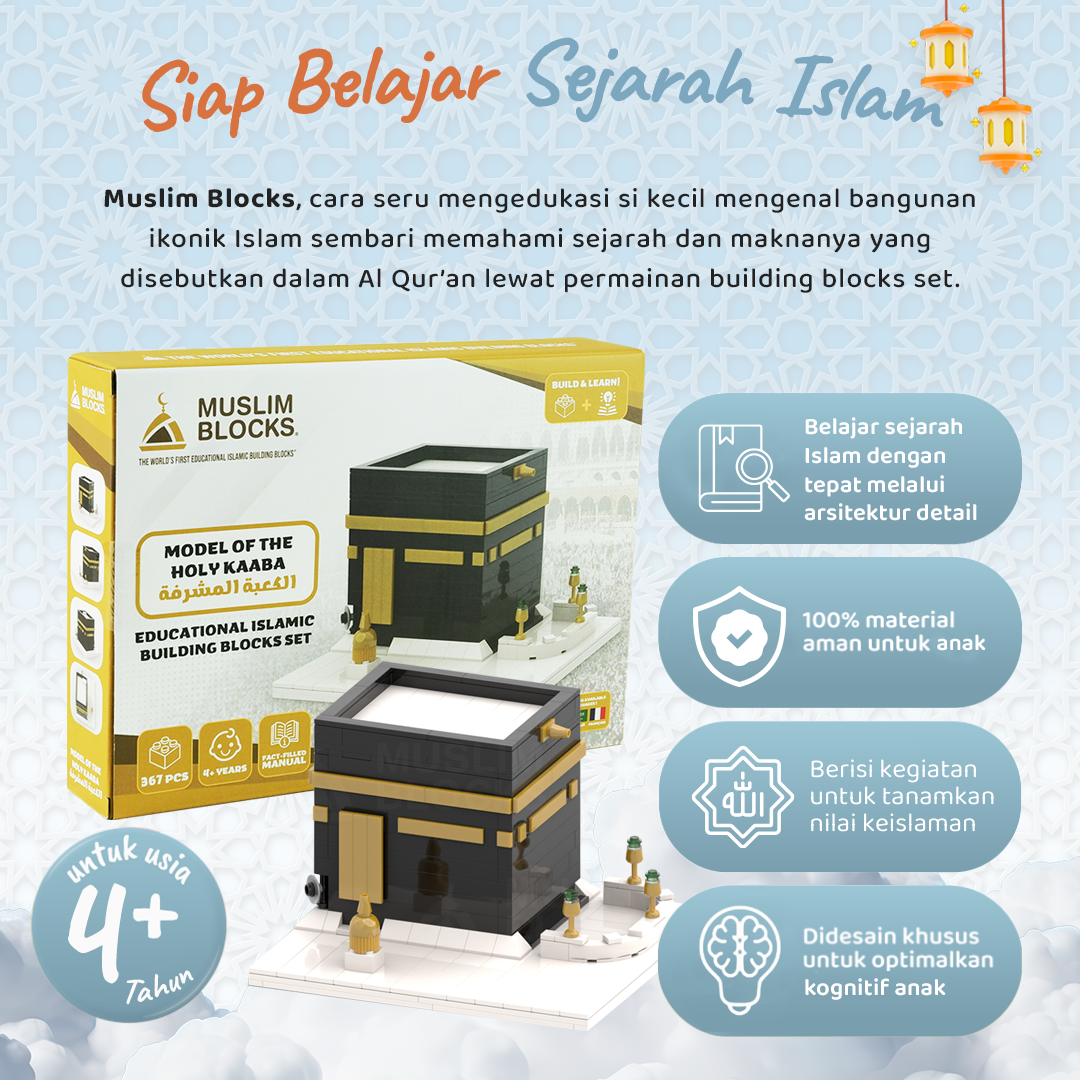 Foxandbunny x Muslim Blocks - The Holy Kaaba Block Set | Mainan Balok Susun Edukatif Islami Anak Usia 4+ Tahun | Set Blok Bangunan Model Ka'bah Premium